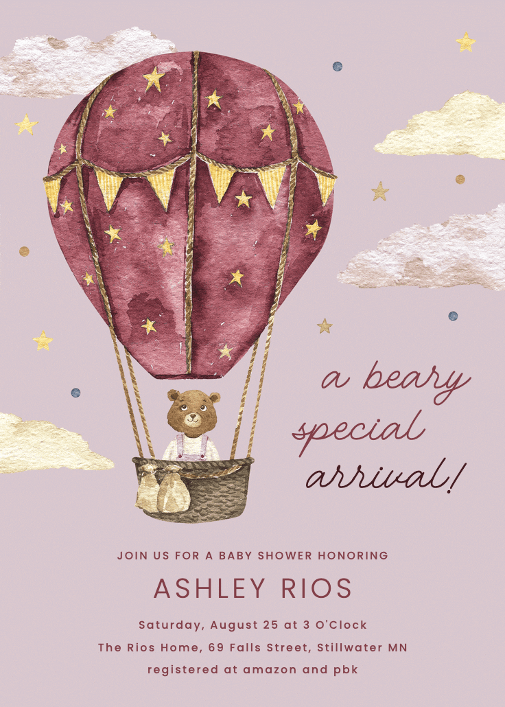 Beary special - printable party invitation