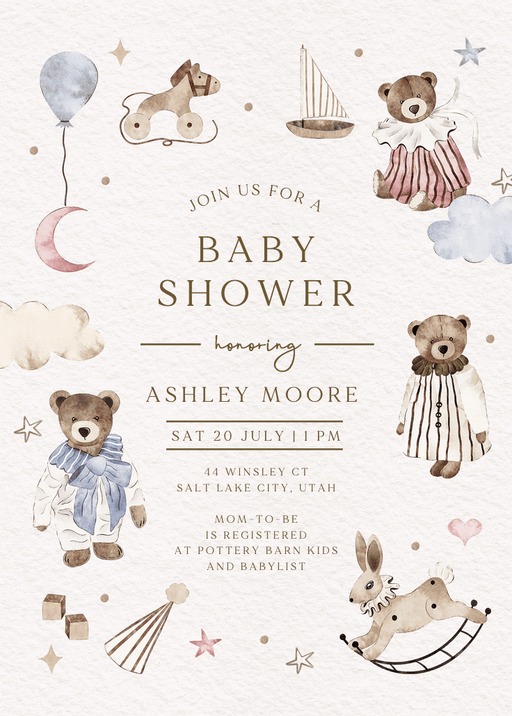 Beary sweet - baby shower invitation