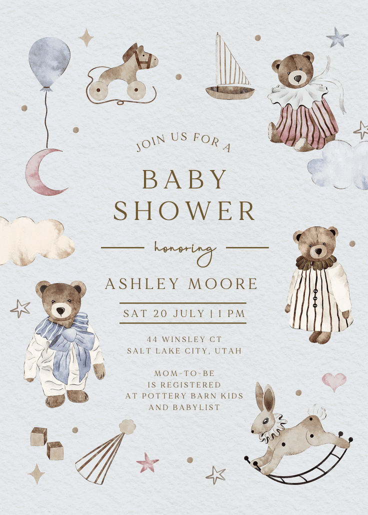 Beary sweet -  invitación para baby shower