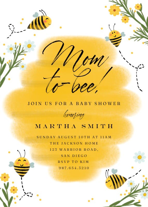 Bee family - baby shower invitation