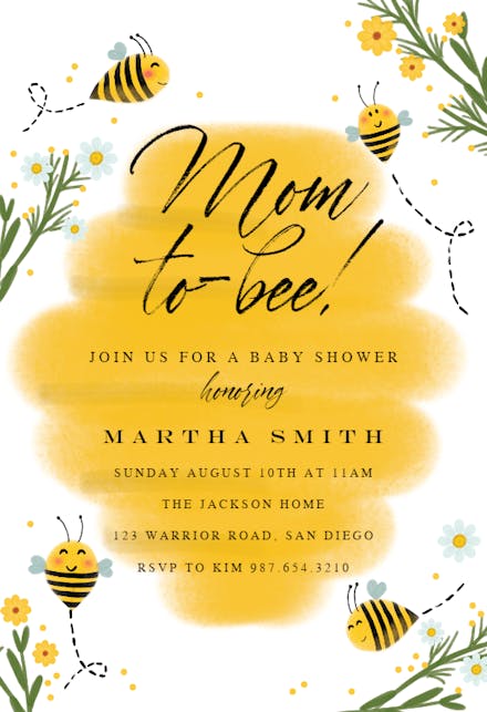 Bee Family Baby Shower Invitation Template Free Greetings Island