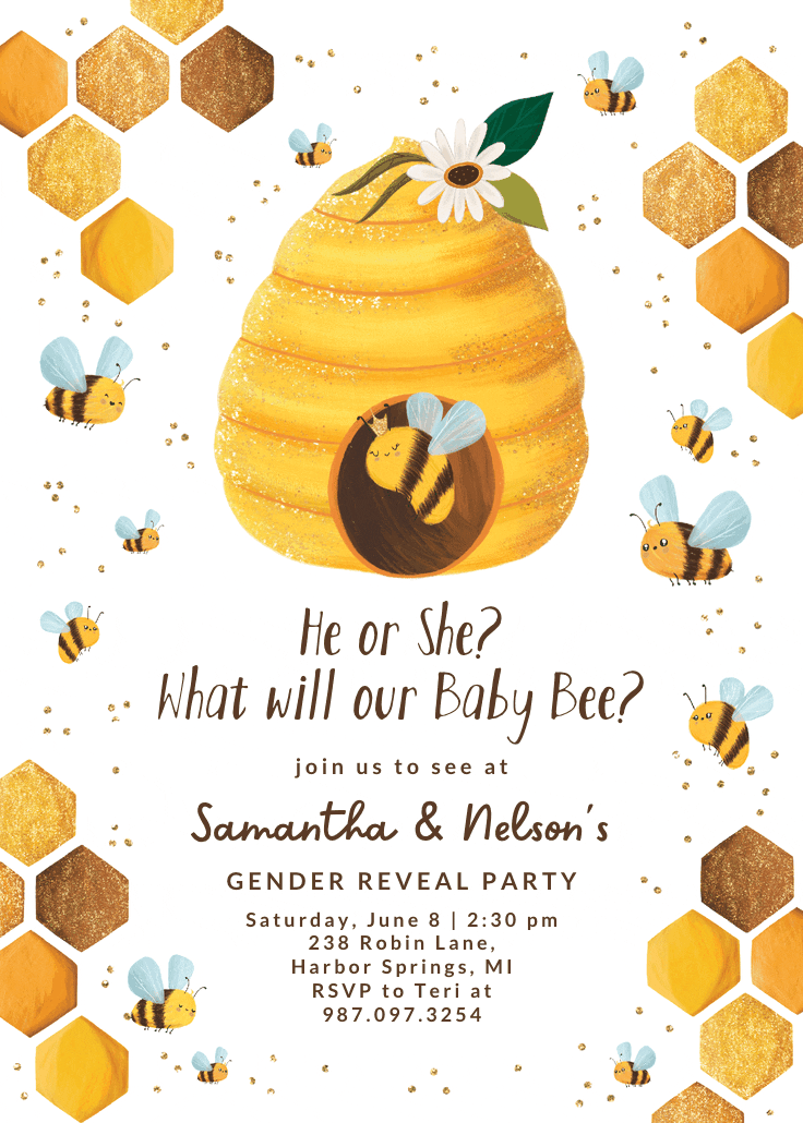 Bee our guest - gender reveal invitation