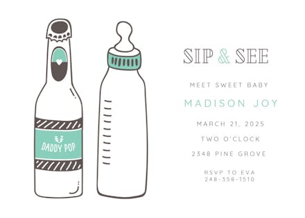 Beer bottles - sip & see invitation