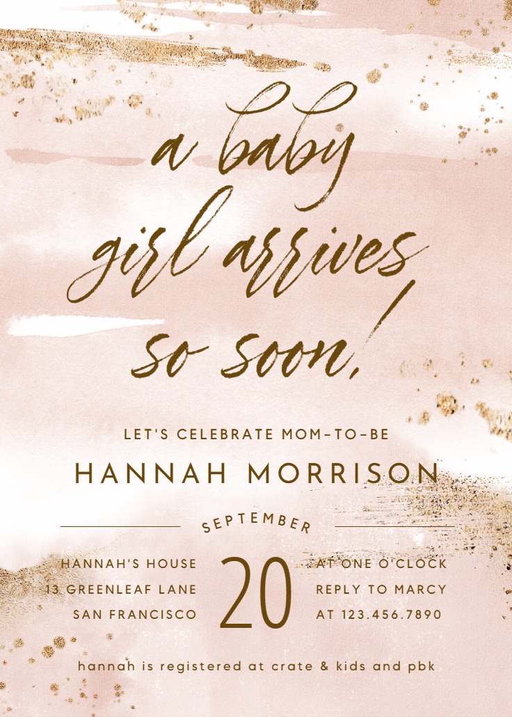 Beige Watercolor Splash - Baby shower invitation Template | Greetings ...