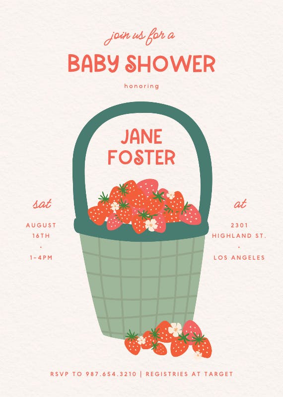 Berry basket -  invitación para baby shower