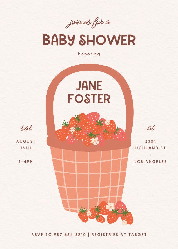 Berry basket -  invitación para baby shower