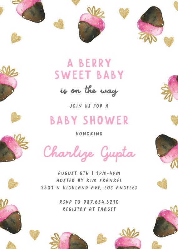 Berry best day -  invitación para baby shower