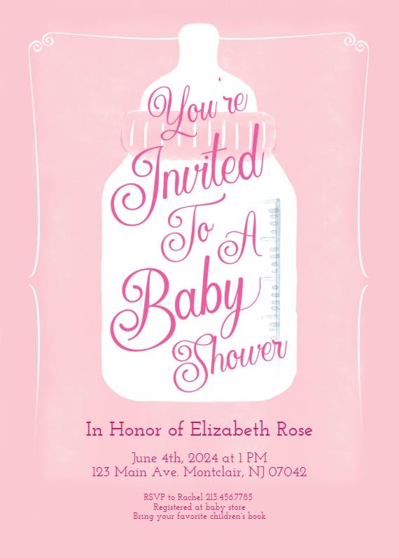 Big bottle - baby shower invitation