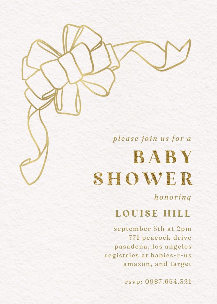 Big bow - baby shower invitation