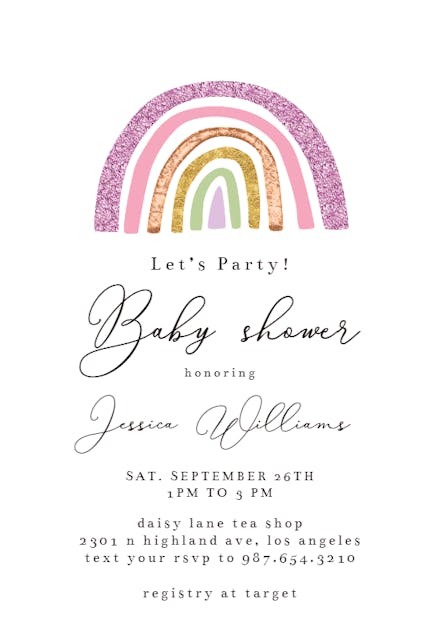 Big Rainbow And Sky - Baby Shower Invitation