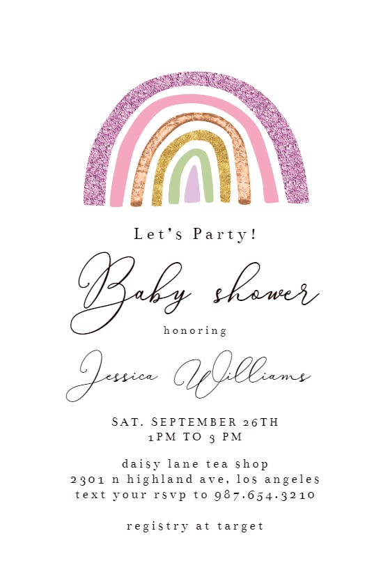 Big rainbow and sky -  invitación para baby shower
