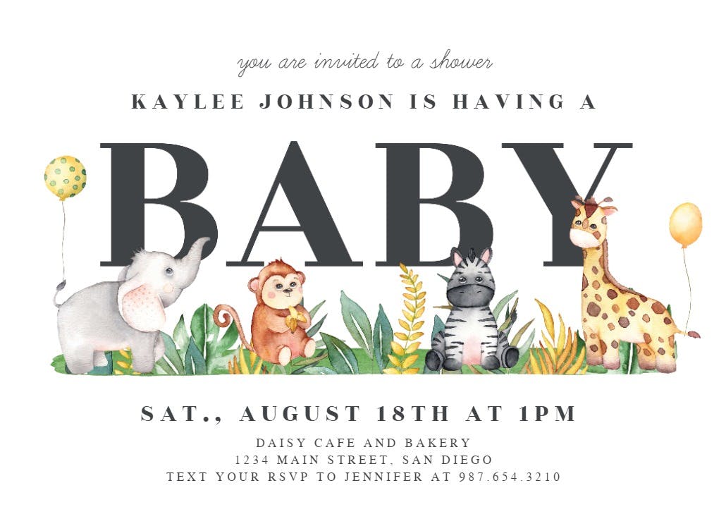 Big safari -  invitación para baby shower