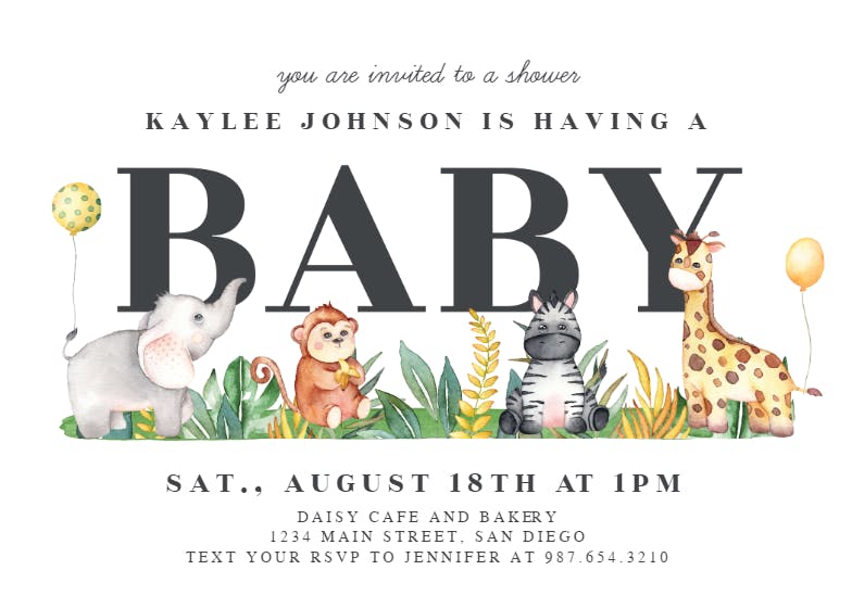 Big safari -  invitación para baby shower de bebé niño gratis