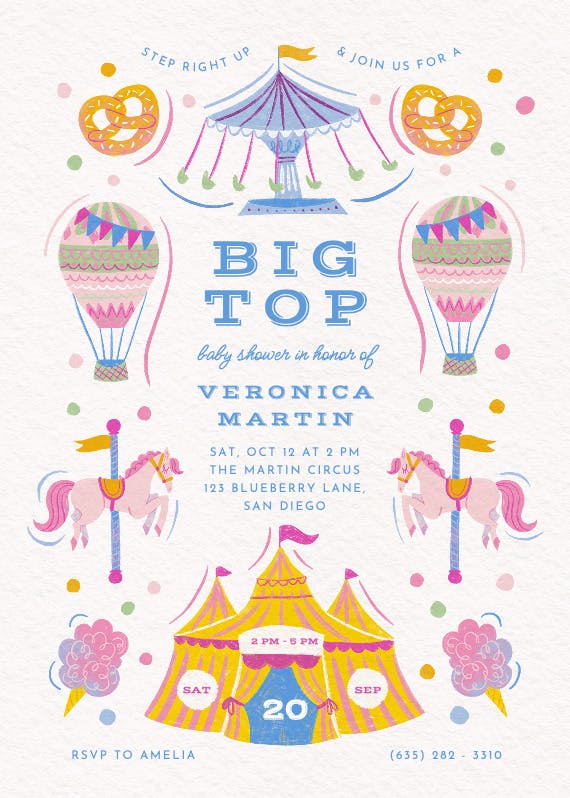 Big top fun - baby shower invitation