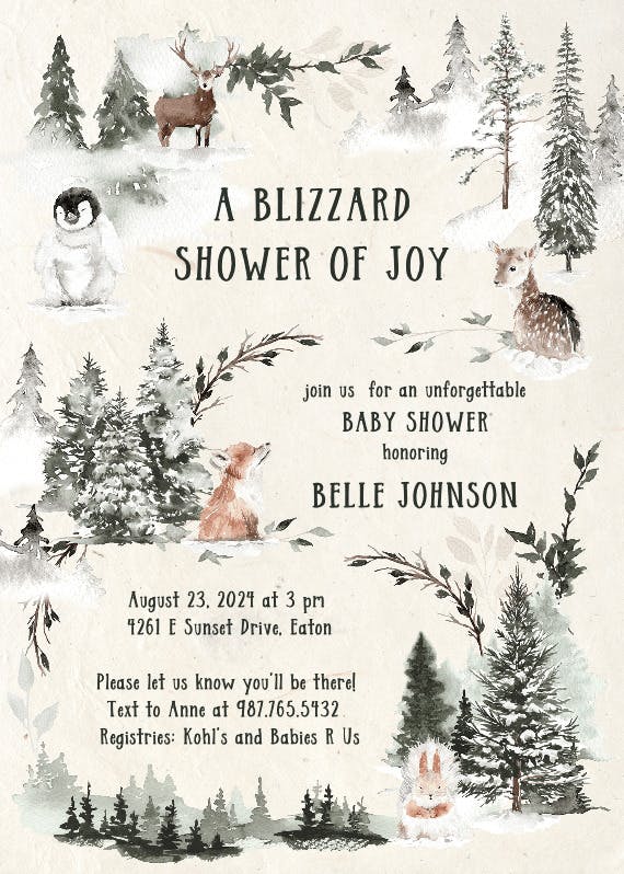 Blizzard shower - baby shower invitation