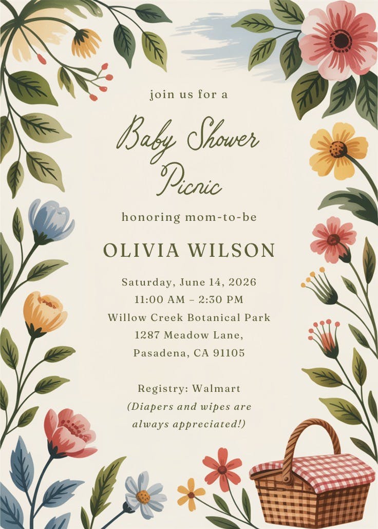 Bloom basket - baby shower invitation