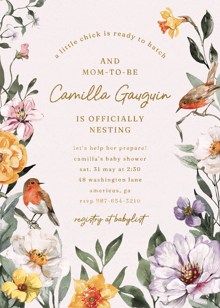 Blooming garden - baby shower invitation