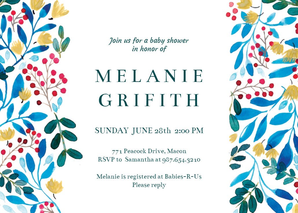 Blue & red - baby shower invitation