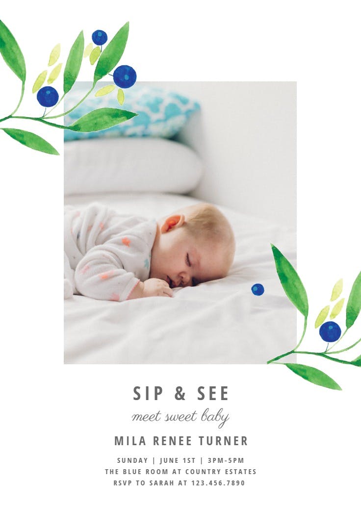 Blueberry fields - sip & see invitation