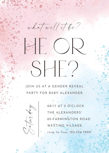 Blush gold spots - gender reveal invitation