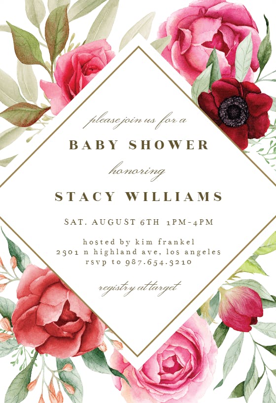 Boho romance - baby shower invitation