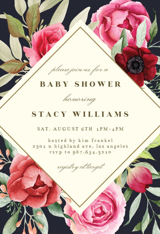 Boho romance - baby shower invitation