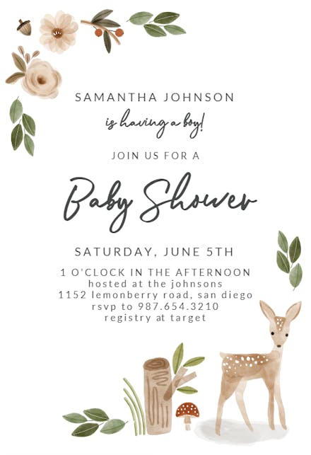 Boho Woodland - Baby Shower Invitation