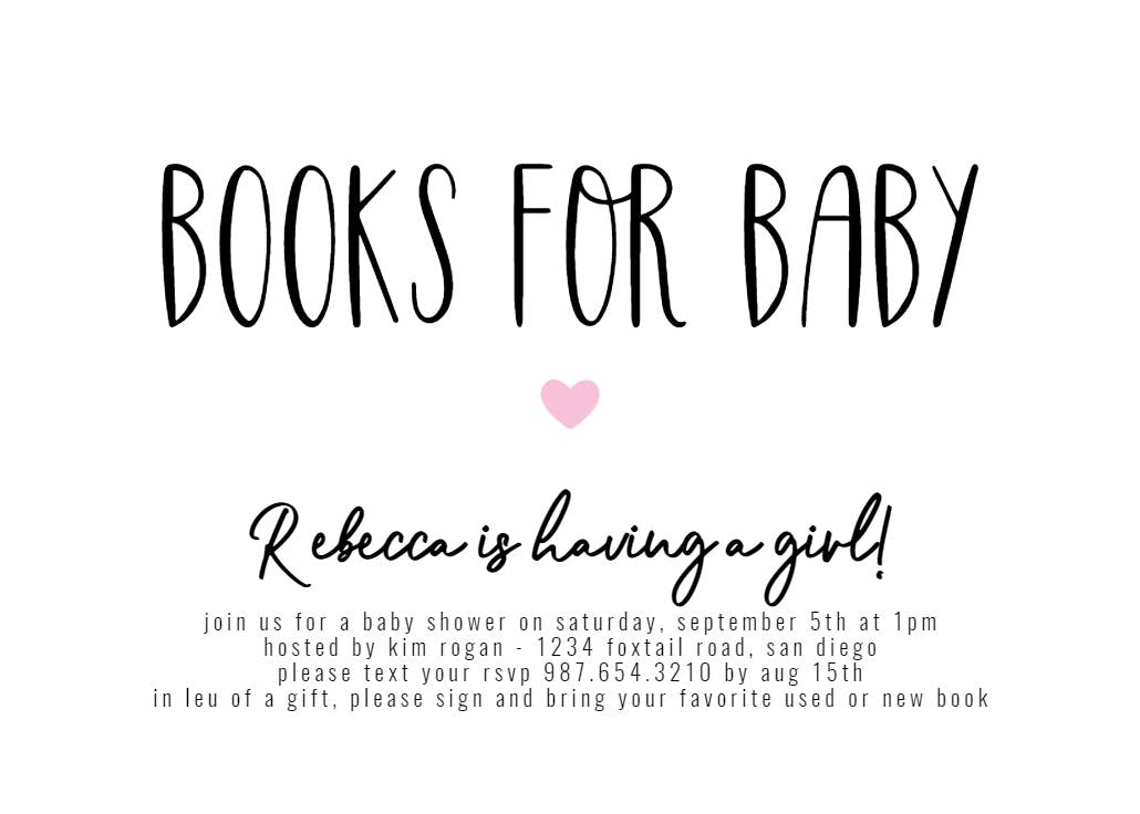 Books for baby - baby shower invitation