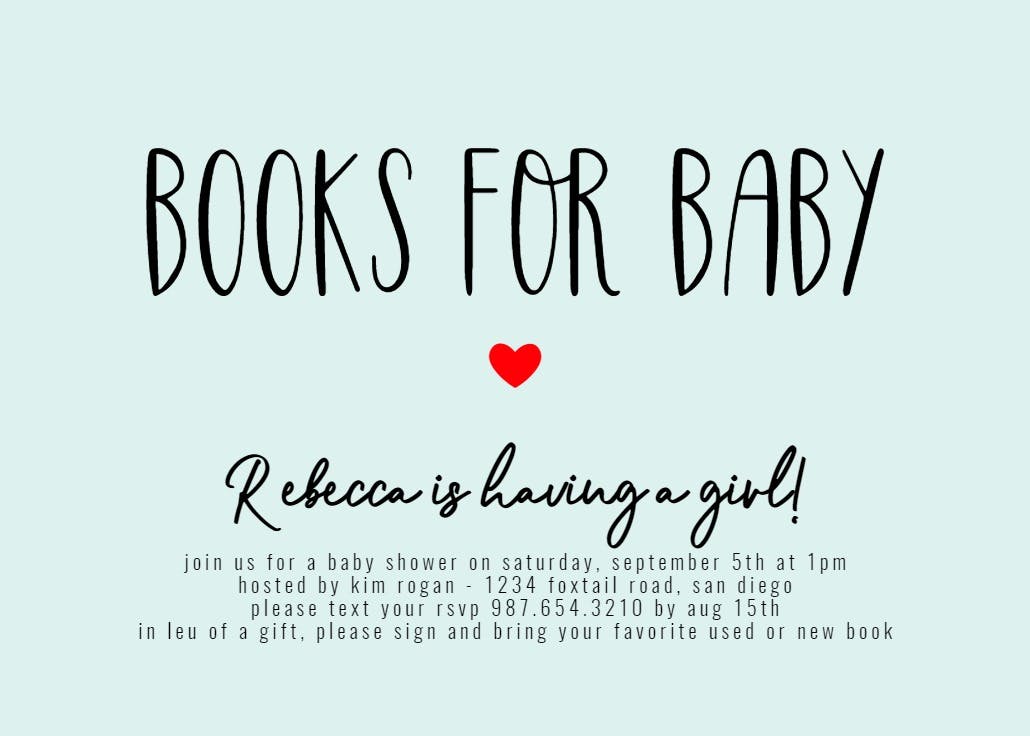 Books for baby - baby shower invitation