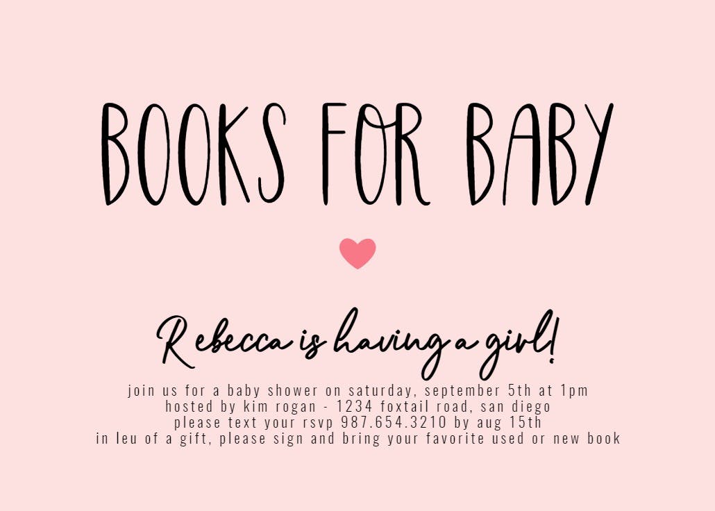 Books for baby - baby shower invitation