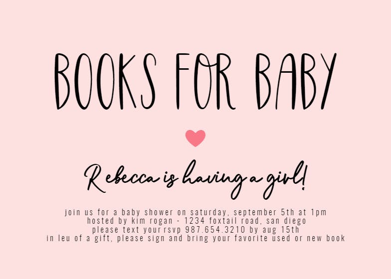 Books for baby -  invitación para baby shower de bebé niña gratis