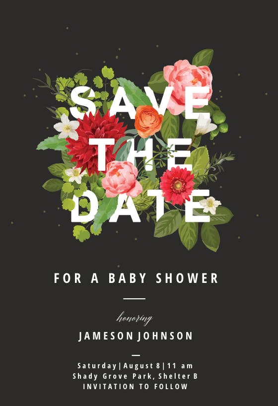 Bouquet of flowers -  invitación para baby shower