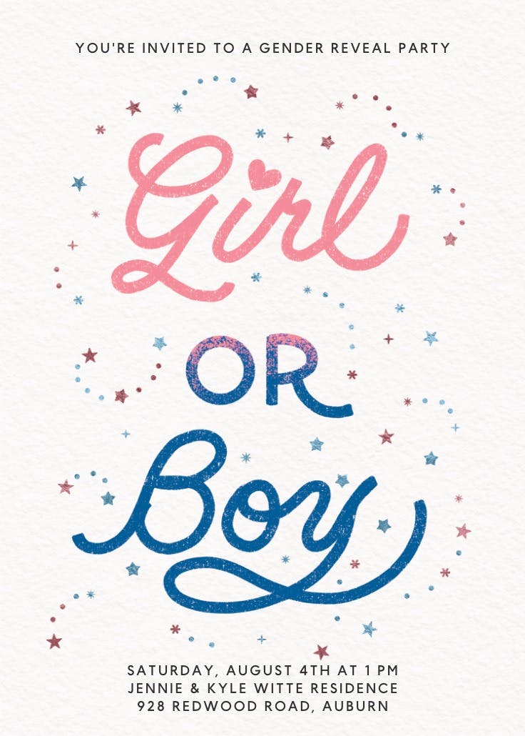 Boy or girl - gender reveal invitation