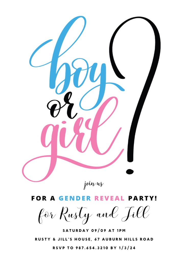 Boy Or Girl - Gender Reveal Invitation Template (Free) | Greetings Island