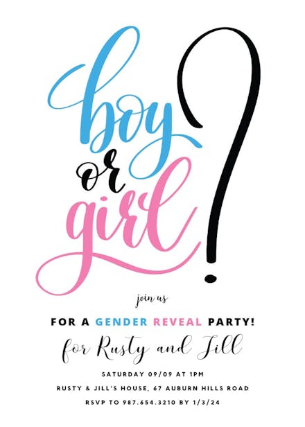 Blue & Pink Dots - Gender Reveal Invitation Template (Free) | Greetings ...