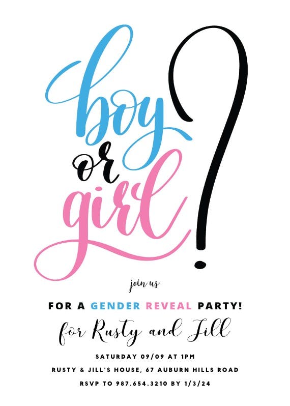 Boy or girl - gender reveal invitation