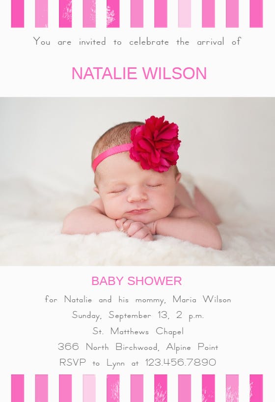 Brand new girl - baby shower invitation