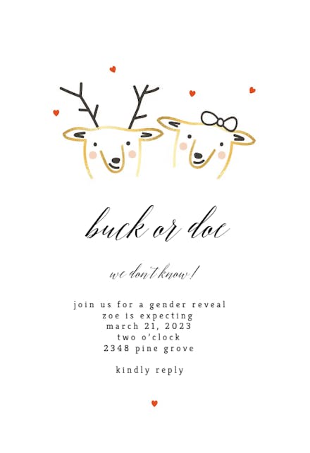 Buck Or Doe - Gender Reveal Invitation