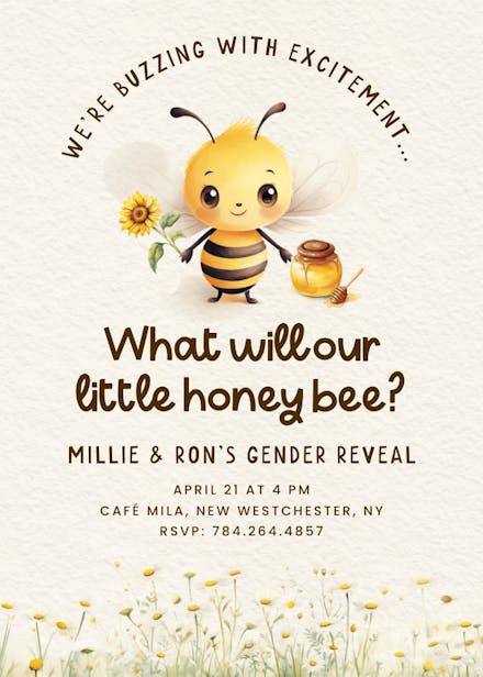 Bumblebees - gender reveal invitation