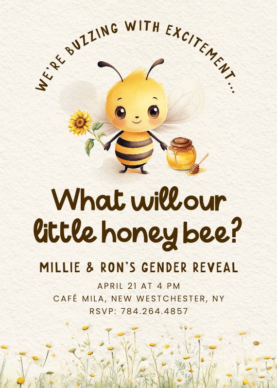 Bumblebees - gender reveal invitation