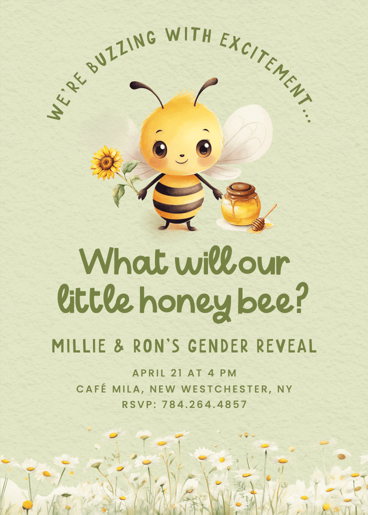 Bumblebees - gender reveal invitation