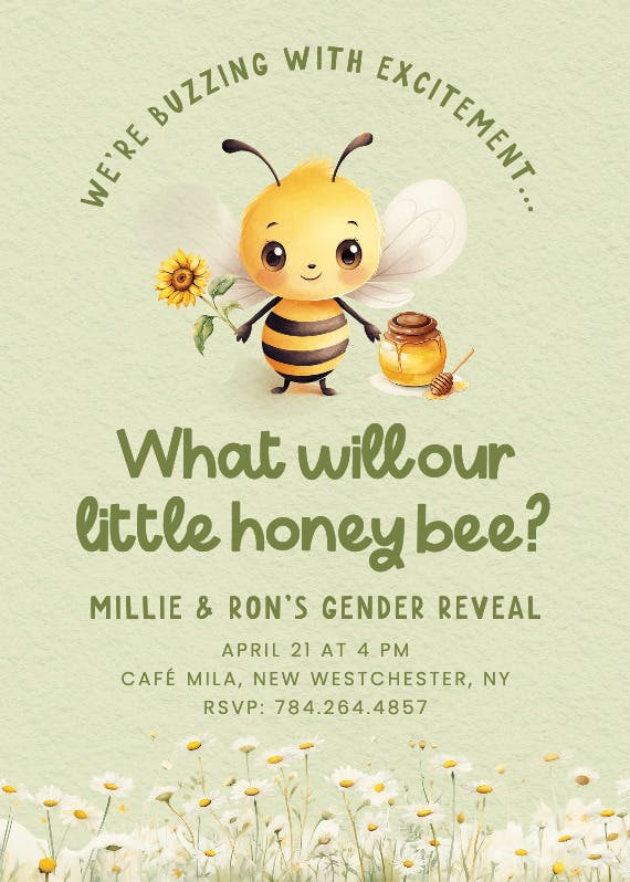 Bumblebees - gender reveal invitation