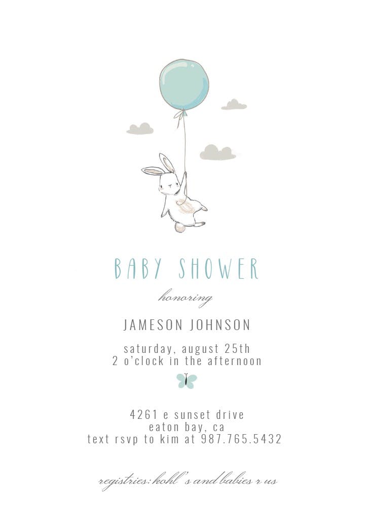 Bunny shower - baby shower invitation