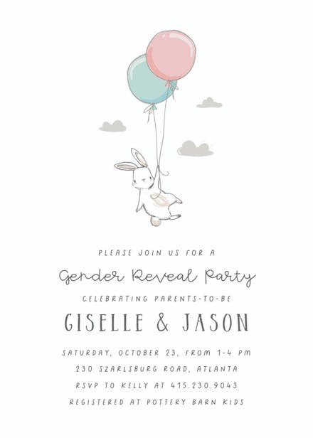 Bunny shower - gender reveal invitation