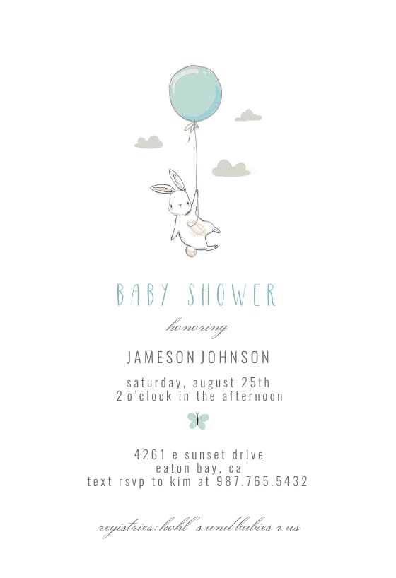 Bunny shower -  invitación para baby shower