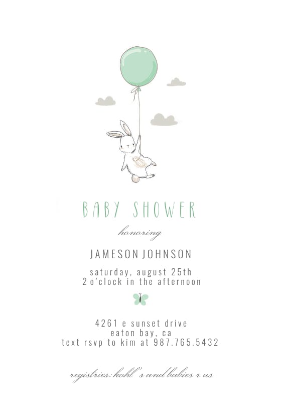 Bunny shower - baby shower invitation