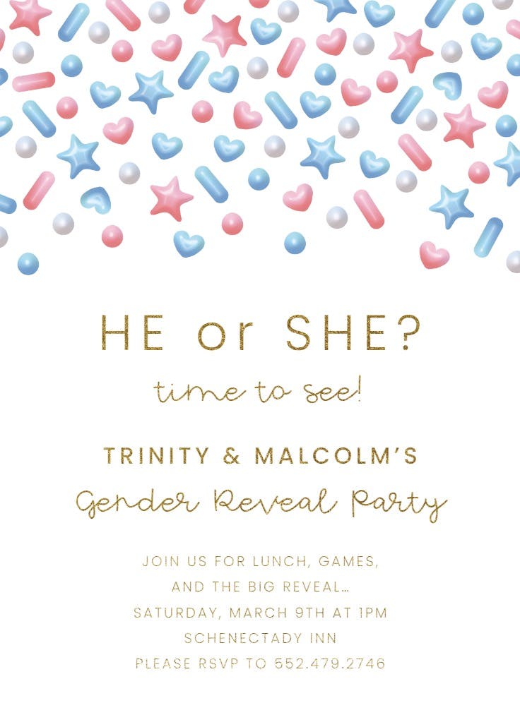 Burst of cheer - gender reveal invitation