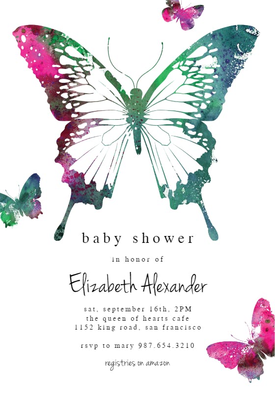 Butterflies - baby shower invitation