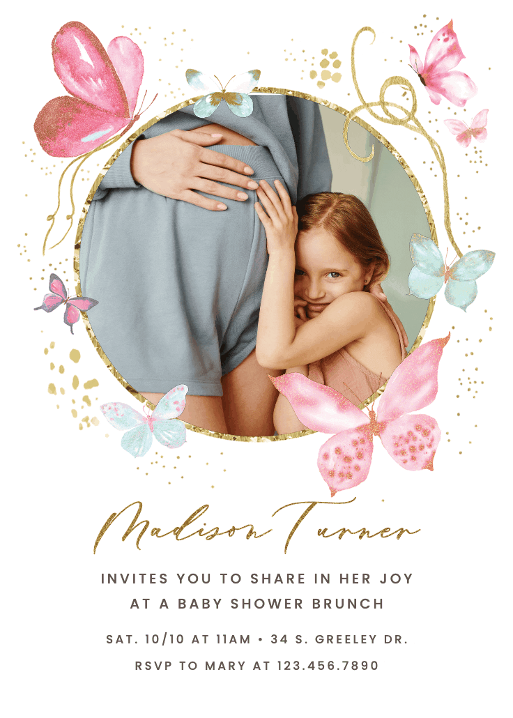 Butterfly flutters - baby shower invitation
