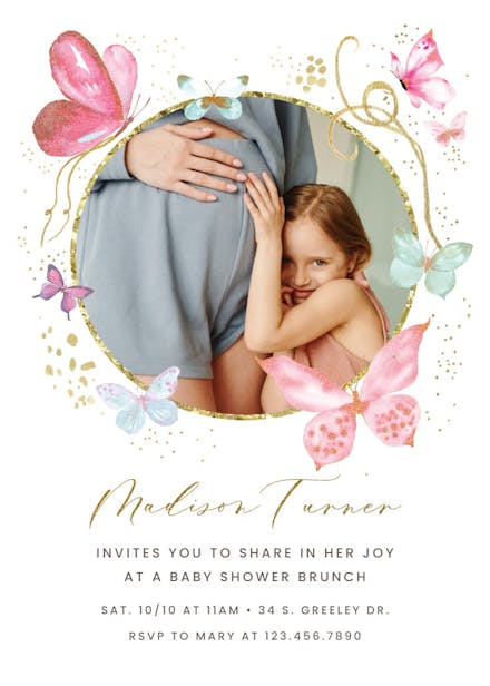 Butterfly flutters - baby shower invitation